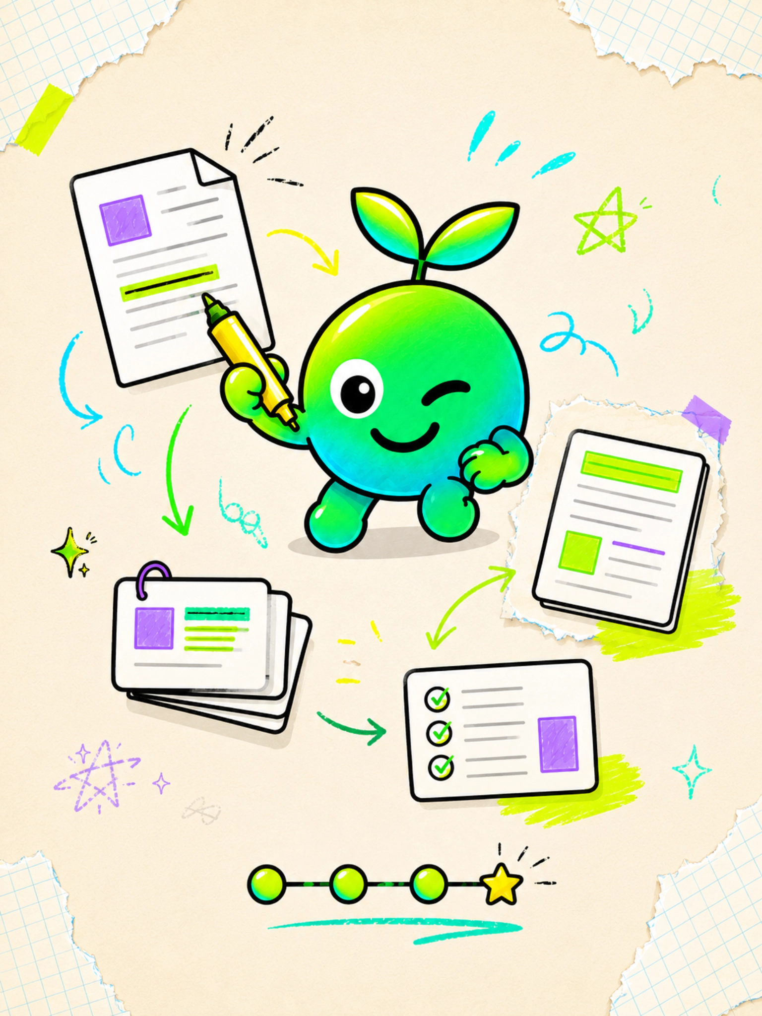 Ginko turns a PDF into a study sheet, flashcards and a quiz
